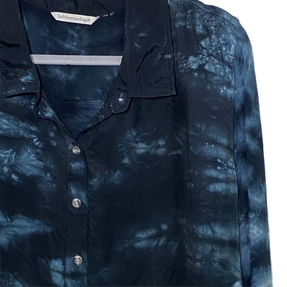 Soft Surroundings High Low Button Up Marbled Patte - Picture 4 of 10